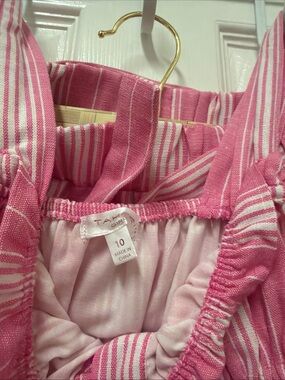 Tahari Girls Pink and White Striped Matching Set